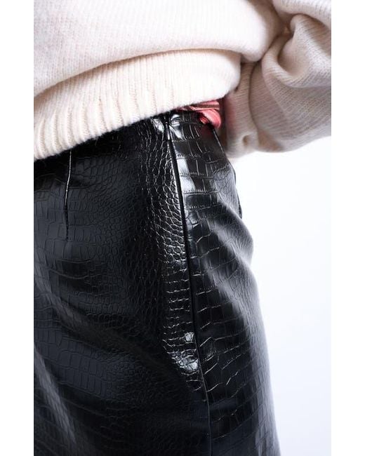 TOPSHOP Women's White Croc Embossed Faux Leather Miniskirt