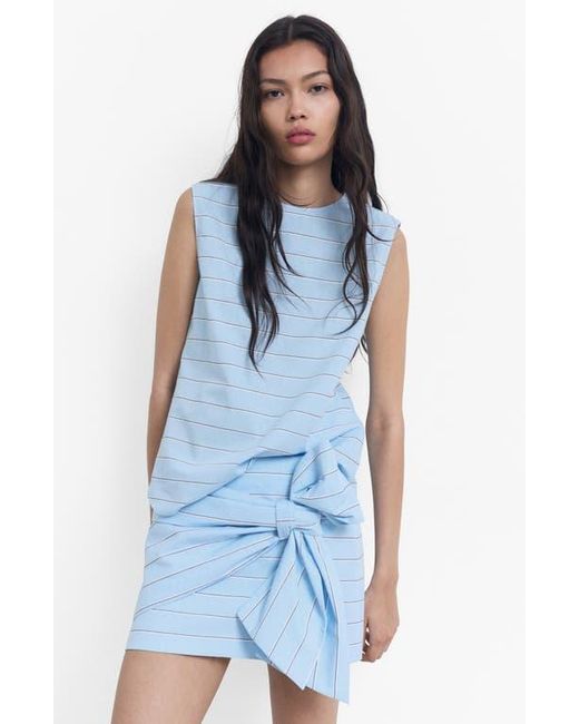 Mango Blue Anita Stripe Cotton Miniskirt