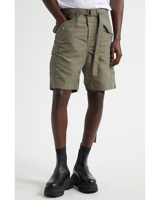 Sacai Nylon Twill Cargo Shorts in Natural for Men | Lyst