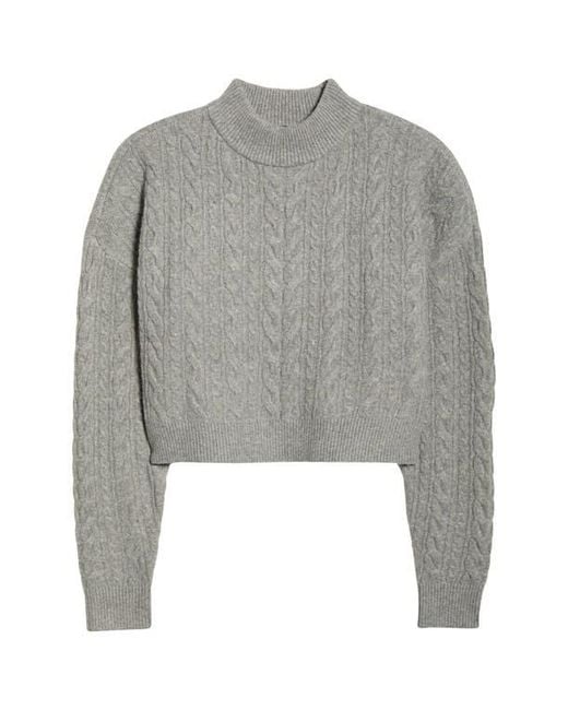 Mpg Gray Cable Knit Crop Sweater