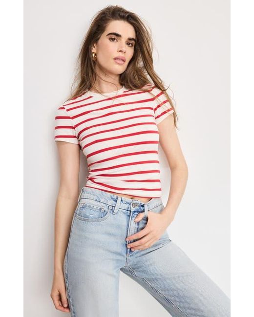 GOOD AMERICAN Blue Super Stretch Cotton Blend T-Shirt