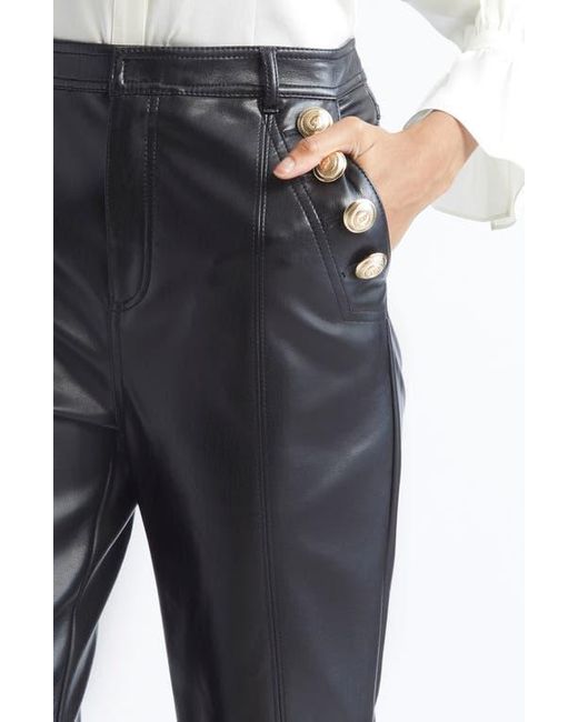 Cinq À Sept Blue Crop Faux Leather Pants
