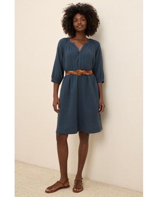 Pact Organic Cotton Coastal Double Gauze Peasant Dress in Blue | Lyst