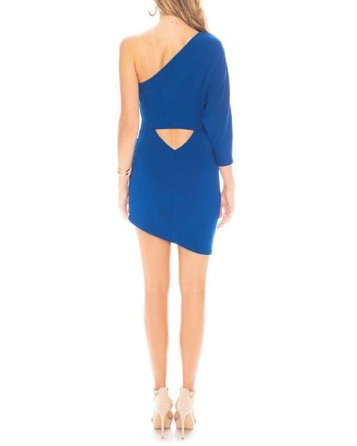 Katie May Blue Kaite May One-Shoulder Ruched Minidress