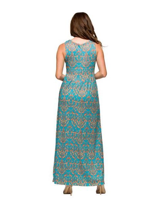 24seven Comfort Apparel Blue Sky Sleeveless V-Neck Maxi Dress With Pockets