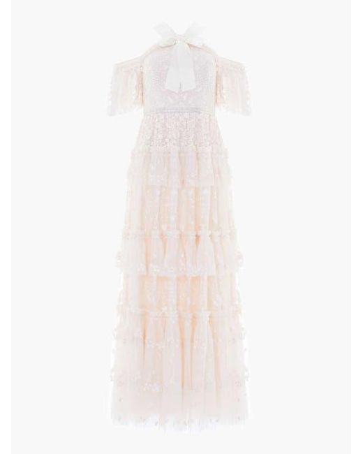 Needle & Thread Natural Primrose Tiered Maxi Gown