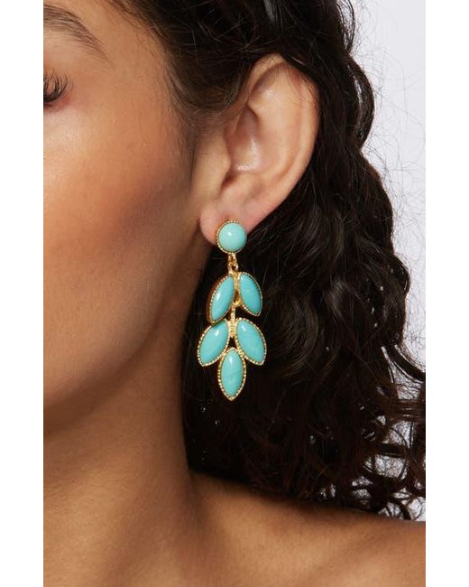 Kenneth Jay Lane Blue Faux Leaf Drop Earrings