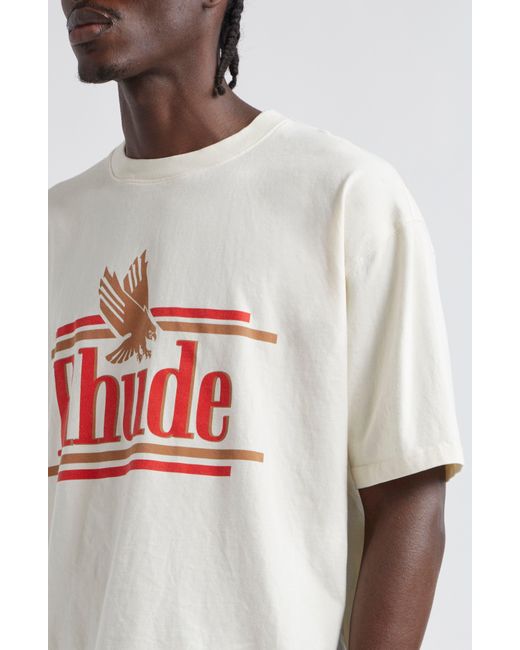 Rhude White Rossa Logo Graphic T-shirt for men
