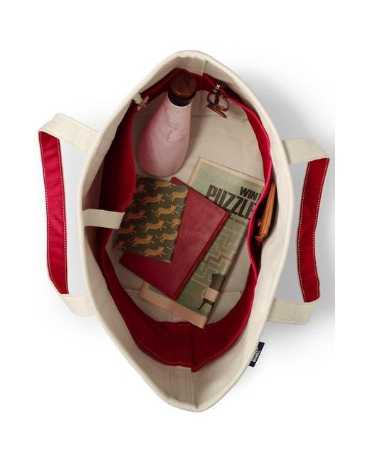 Lands' End Red Open Top Canvas Tote Bag