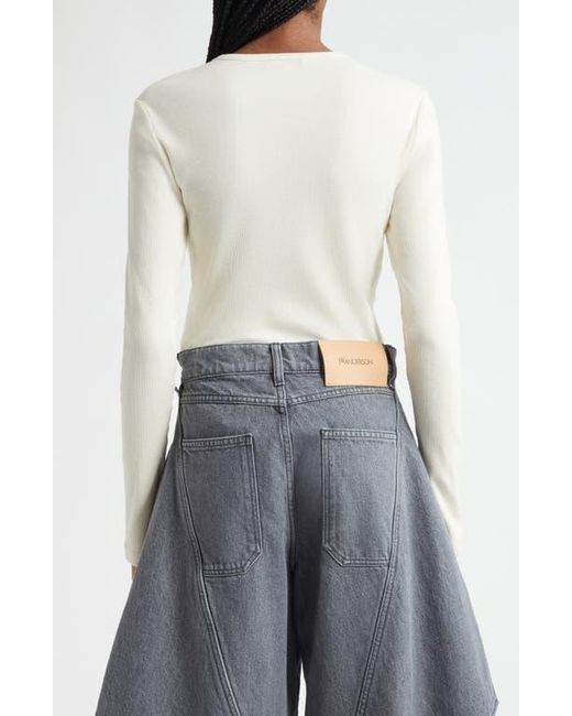 J.W. Anderson White Anchor Embroidered Long Sleeve Underpinning Top