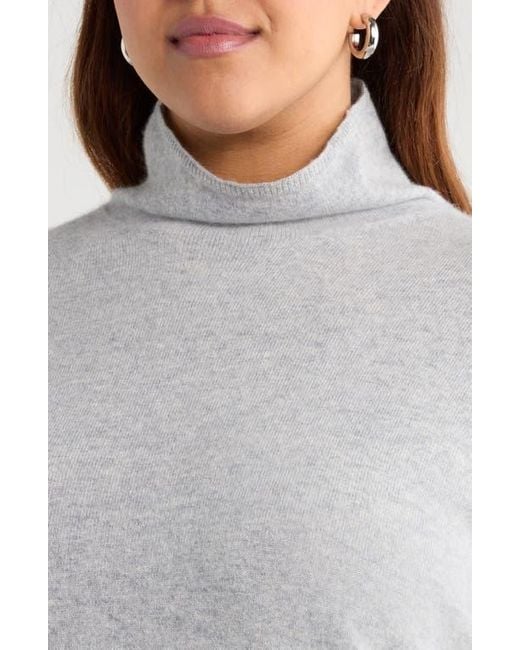 Nordstrom Gray Oversize Cashmere Turtleneck Sweater