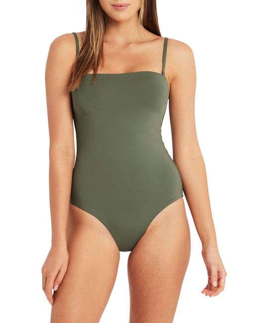 Sea Level Green High Leg Bandeau One-piece Swimsuit