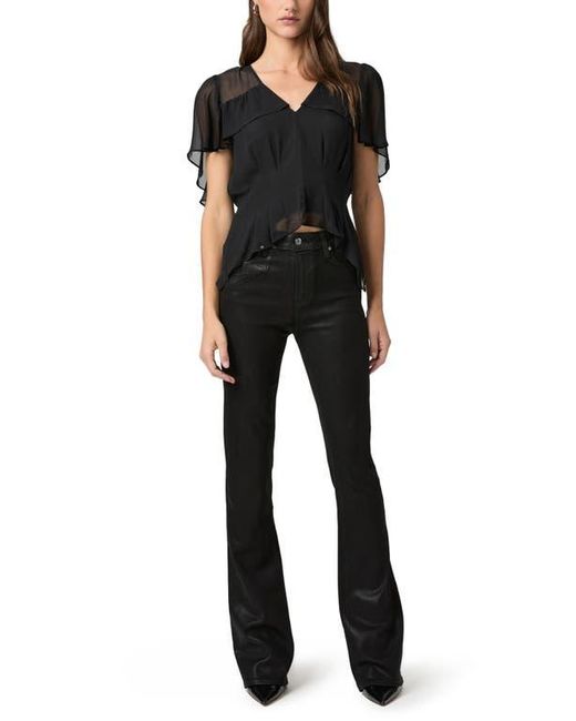 PAIGE Black Laurel Canyon Coated High Waist Bootcut Jeans