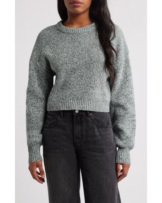 PacSun Gray Micah Marled Crop Cotton Blend Rib Sweater