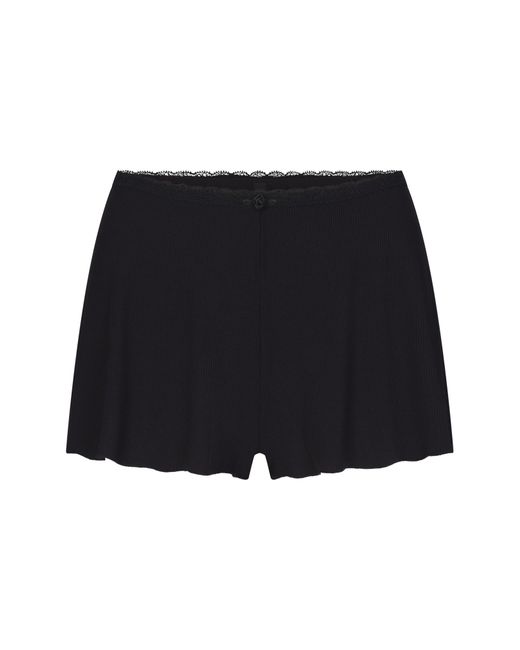 Skims Black Soft Lounge Lace Shorts