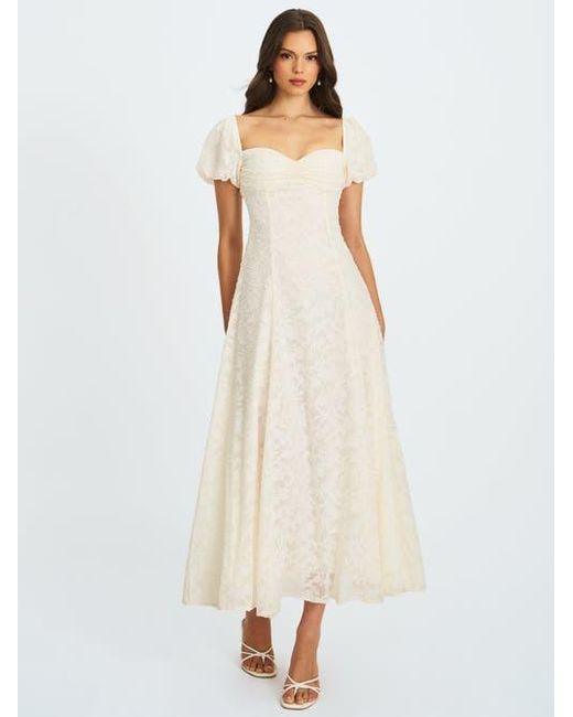 Miss Circle White Pandora Bubble Sleeve Backless Maxi Dress