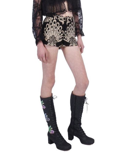 Anna Sui Black Beardsley Tapestry Shorts