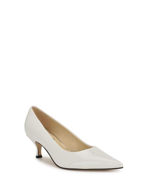 Nine West White Sisko Pointed Toe Kitten Heel Pump