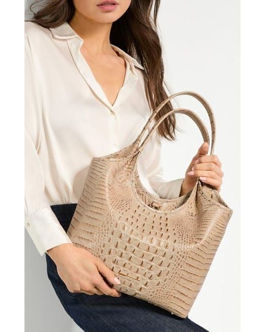 Brahmin Brown Melora Croc Embossed Leather Tote