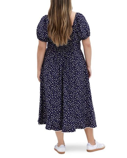 City Chic Blue Dress Sky Floral Midi Dress