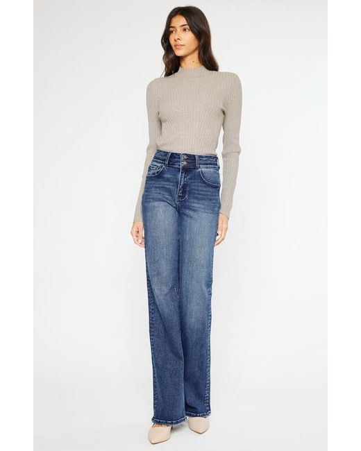Kancan Blue Onyx Essentials Ultra High Rise Wide Flare Jeans