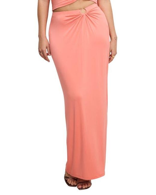 GOOD AMERICAN Pink Ruched Jersey Maxi Skirt