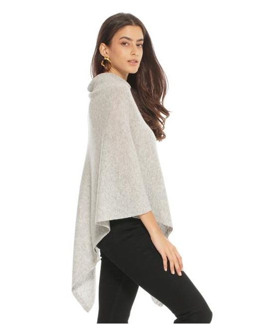 Monticelli Cashmere White Essential Pure Cashmere Poncho