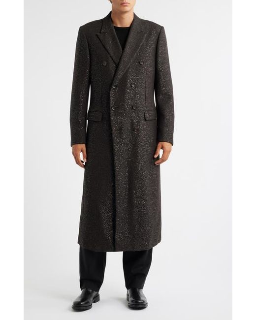 Tom Ford Black Sequined Light Bouclé Double Breasted Topcoat for men