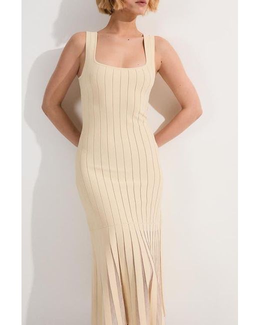 Karen Millen Natural Square Neck Knitted Flippy Dress
