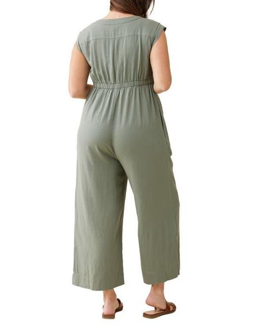 Ingrid & Isabel Green Sleeveless Linen Blend Maternity Jumpsuit