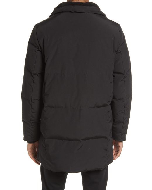 Karl Lagerfeld Faux Fur Trim Down & Feather Fill Parka in Black for Men