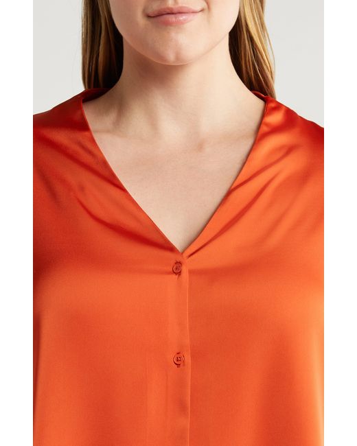 Halogen® Orange Halogen(r) Front Button Satin Shirt