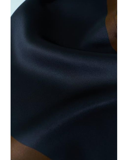 Lost Pattern Blue Satin Silk Neck Scarf