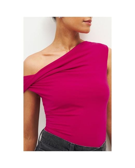 Reformation Pink Cello One-Shoulder Knit Top