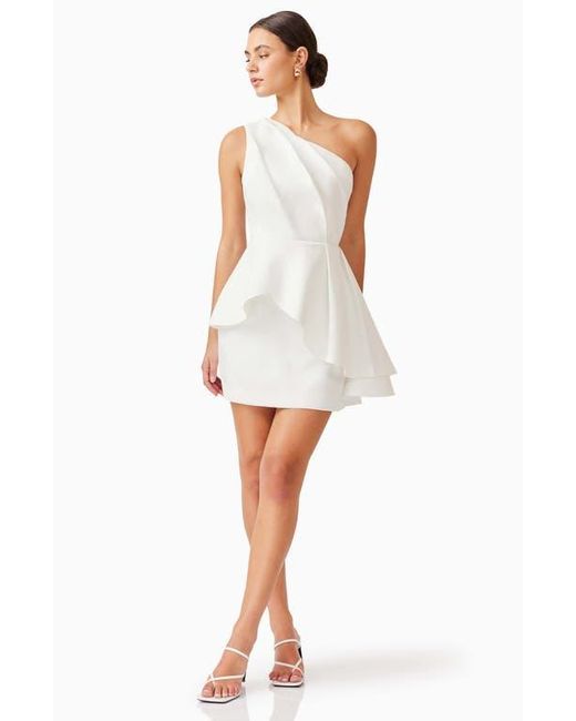 Elliatt White Gabi Asymmetric Peplum Minidress