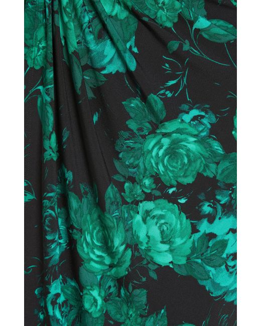 Connected Apparel Green Floral Chiffon Bell Sleeve Dress