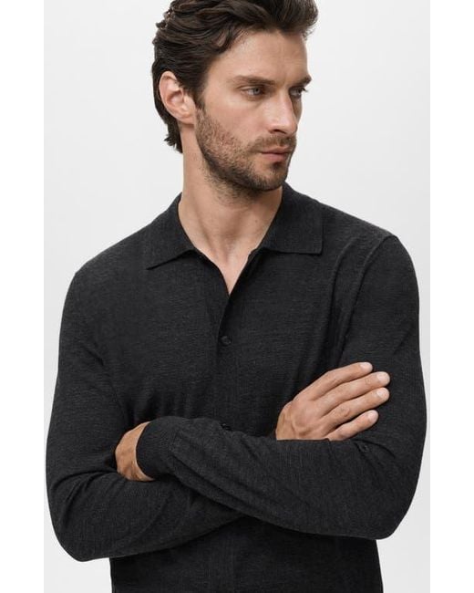 Mango Black Wool Cardigan for men