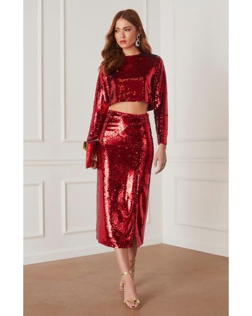 Vici Collection Red Gillian Sequin Crop Top