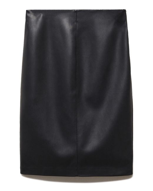 Mango Black Faux Leather Pencil Skirt