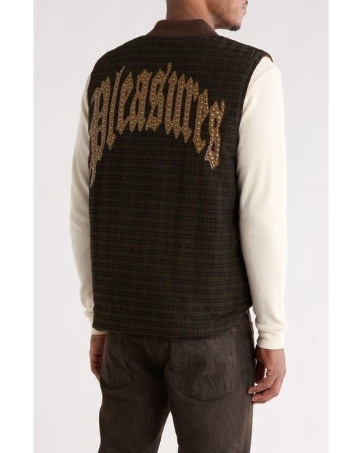 Pleasures Black Horns Studded Zip Vest for men