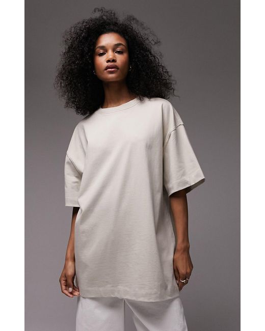 TOPSHOP Longline Cotton Crewneck T-shirt | Lyst