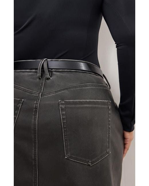 GOOD AMERICAN Black '90S Faux Leather Miniskirt