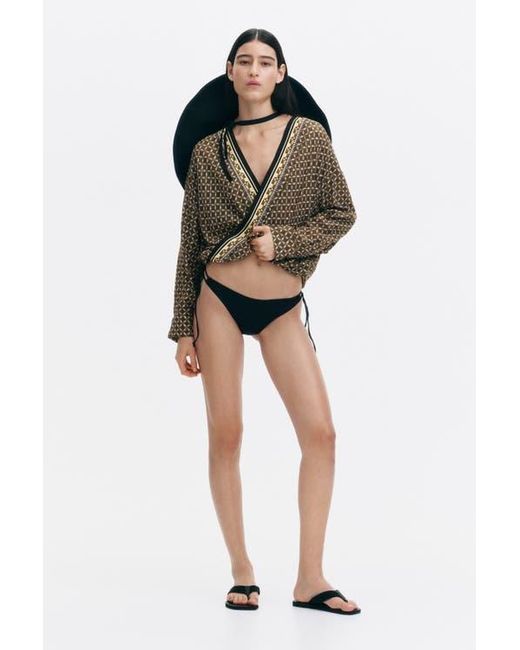 H&M Brown Viscose Wrap Blouse