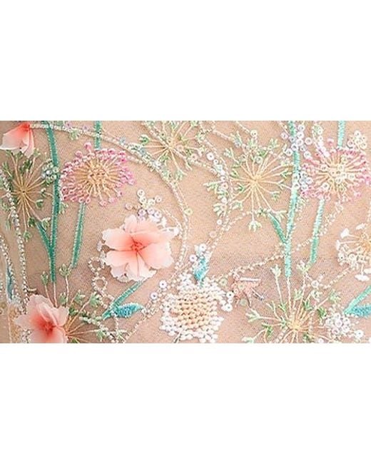 HELSI Natural Francine Embellished Floral Appliqué Strapless Cocktail Dress