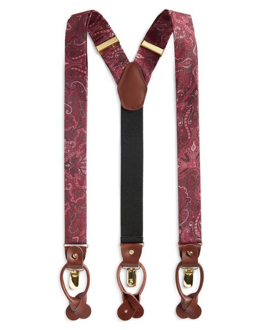CLIFTON WILSON Red Paisley Silk Suspenders At Nordstrom for men