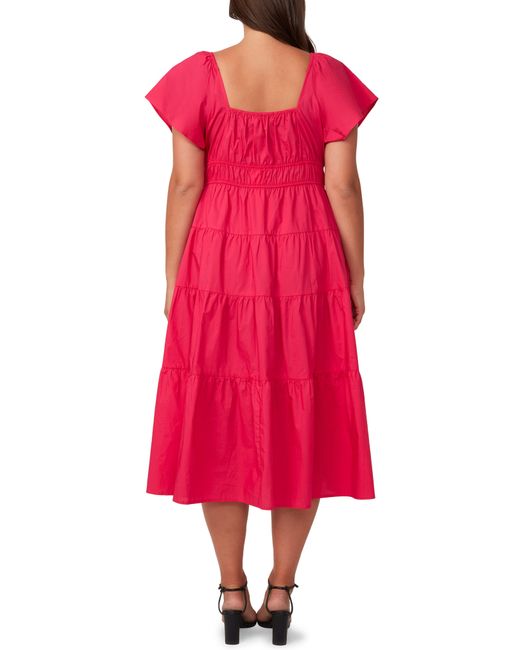 Estelle Red Ana Cotton Midi Dress