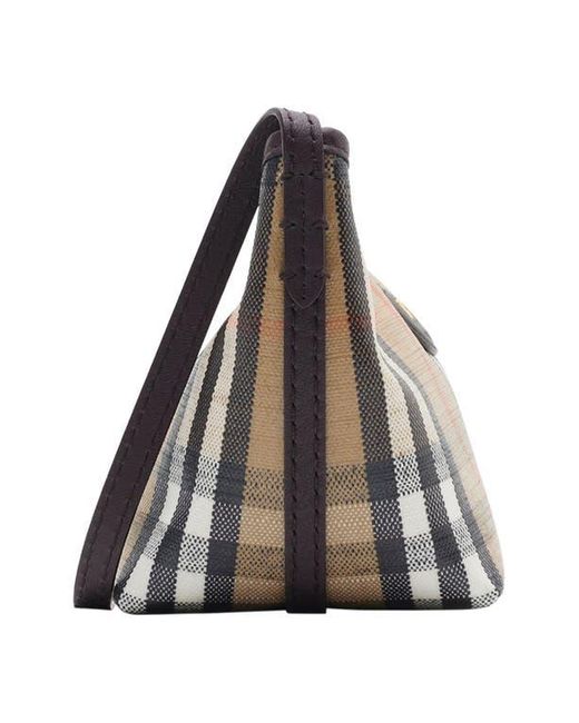 Burberry Natural Highlands Coated Canvas Baguette Shoulder Bag