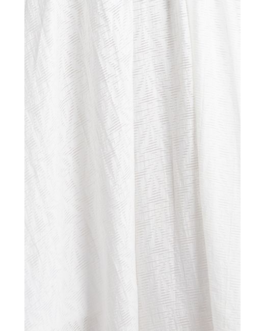 Ramy Brook White Bria Pleated Handkerchief Hem Midi Dress