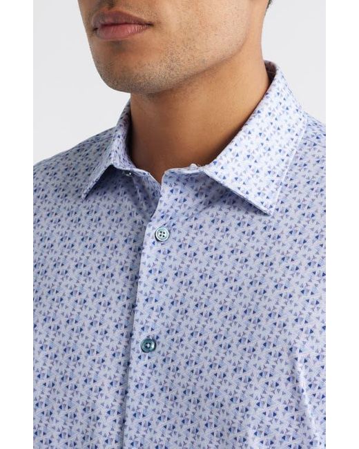 Bugatchi Blue James Ooohcotton Geometric Print Button-Up Shirt for men