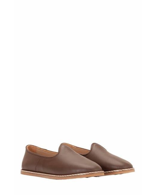 Epilogue Shoes Brown Dalya Leather Slip On Flats